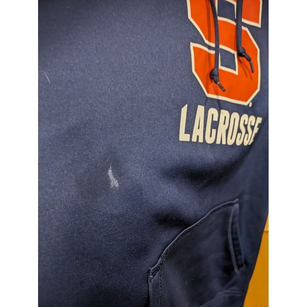 Nike Lacrosse Hoodie Mens Small Club Fleece Navy Hooded Sweater Pullover FLAW - Picture 3 of 3